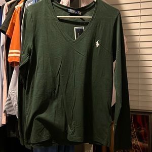 Women’s new with tags polo, Ralph Lauren, long sleeve, green T-shirt, size large